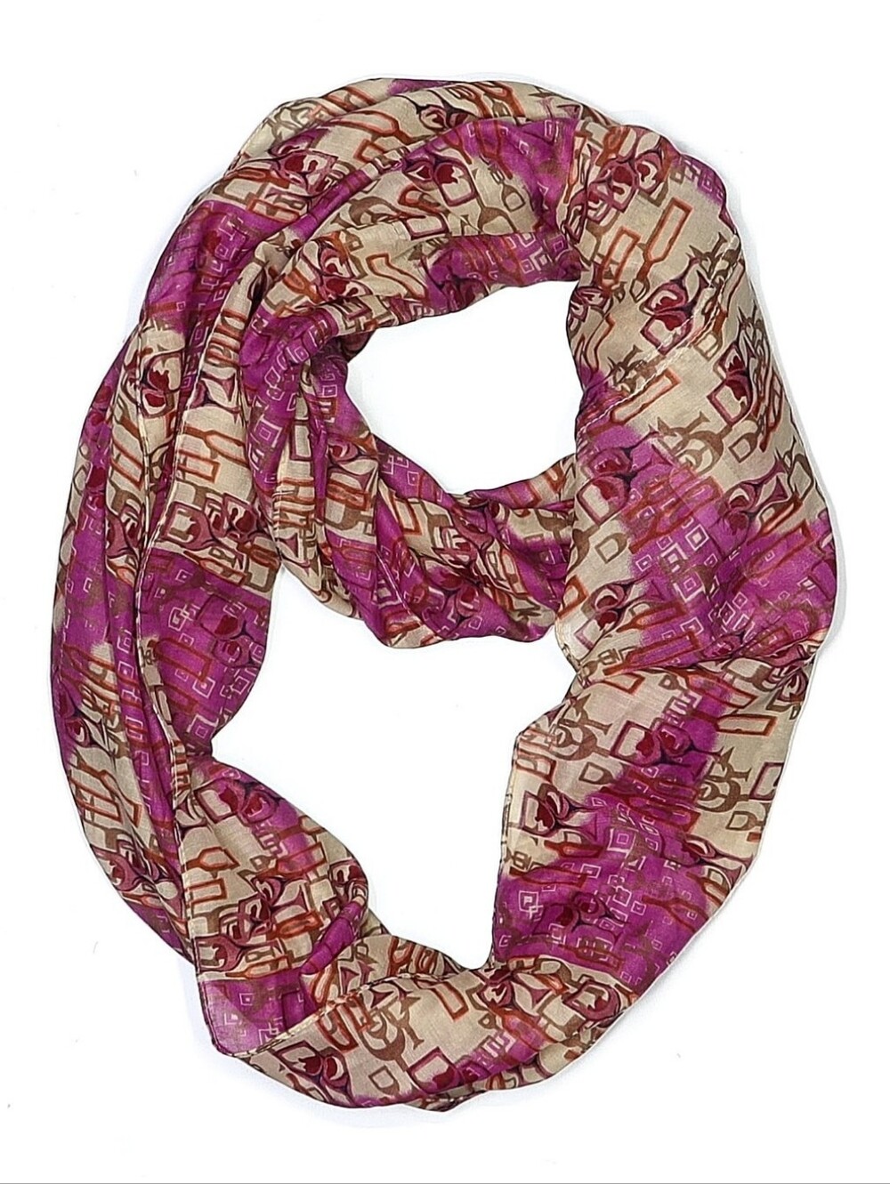 Charming Charlie Women’s Pink Geometric Wine Glass Scarf - Made In India - NWT
